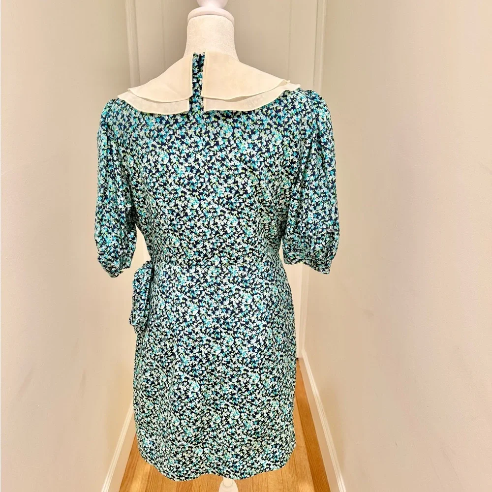 Alessandra Rich Blue and Green Floral Long Sleeve Dress - Picture 3 of 5